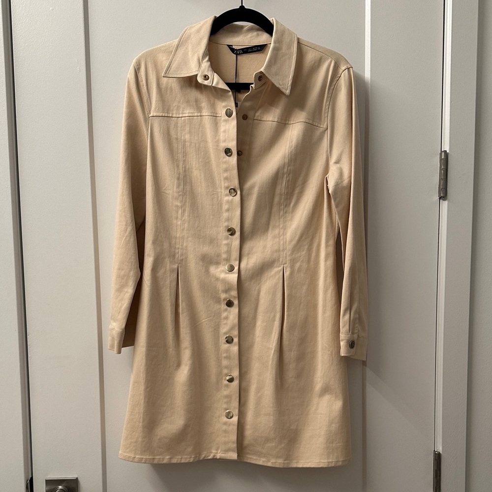 Zara Tan Button-Down Dress